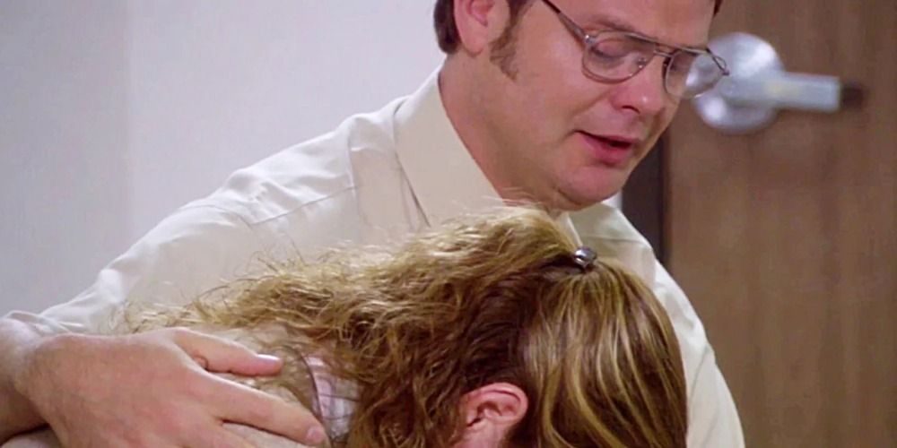 Dwight consoling Pam in The Office
