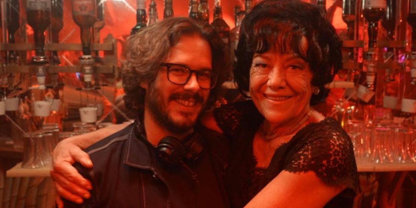 Edgar Wright and Margaret Nolan on the set of Last Night in Soho