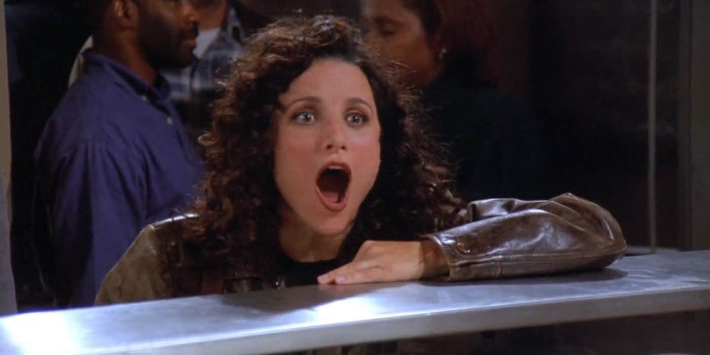 Elaine looks surprised on Seinfeld