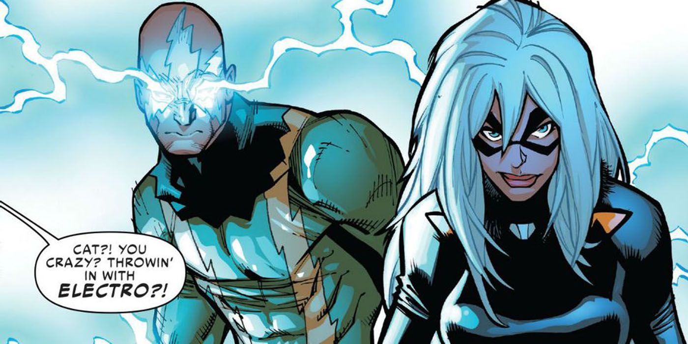 Electro teams with Black Cat to battle Spider-Man.