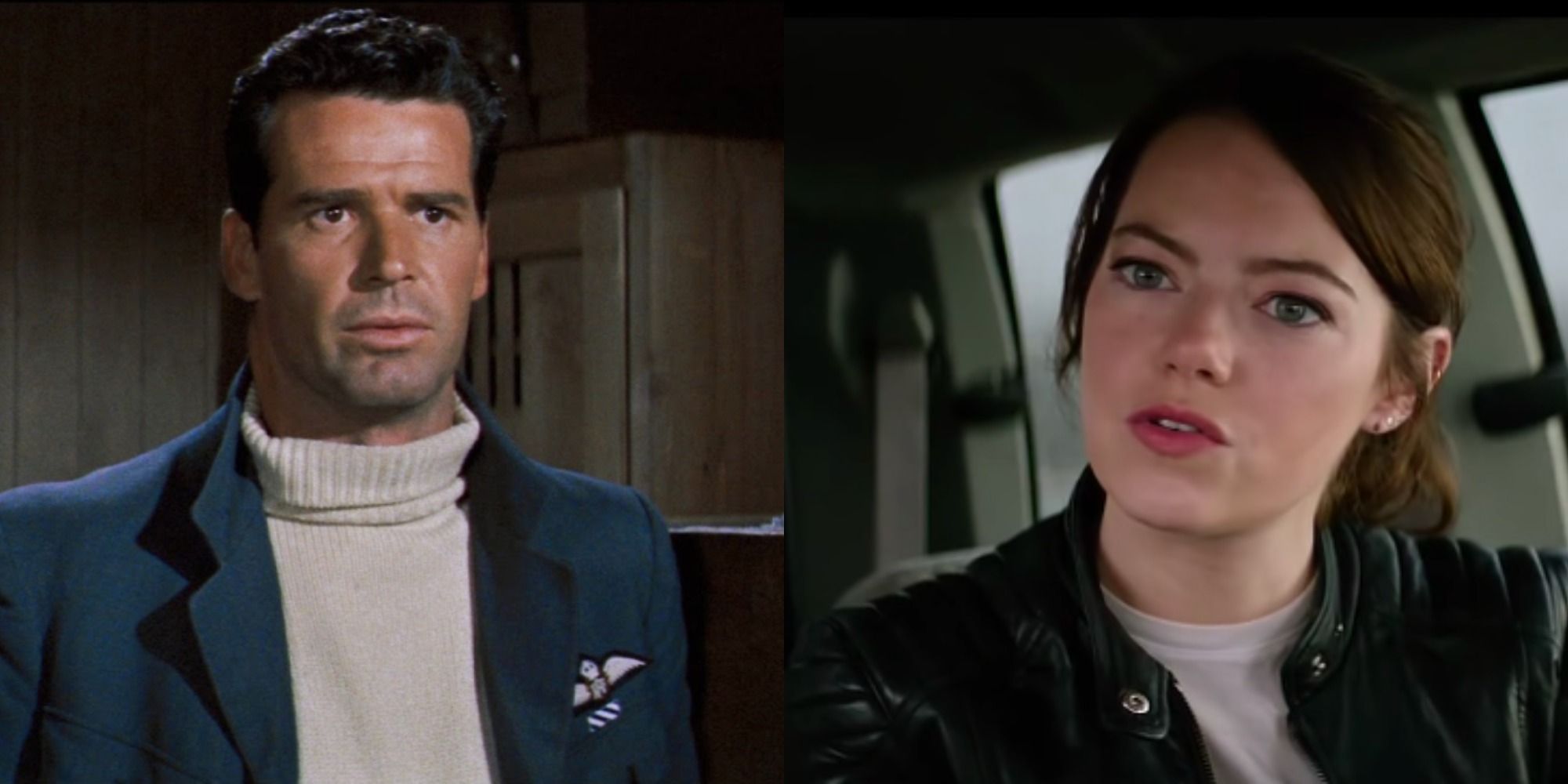 Split image of James Garner in The Great Escape and Emma Stone in Zombieland: Double Tap