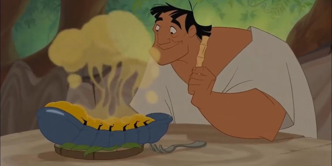 Pacha eating a pillbug in Emperor's New Groove