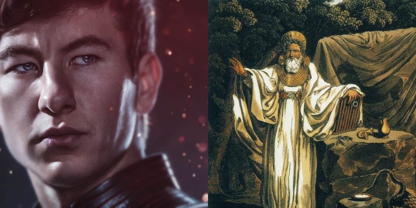 Split image showing Druig from Eternals and a druid