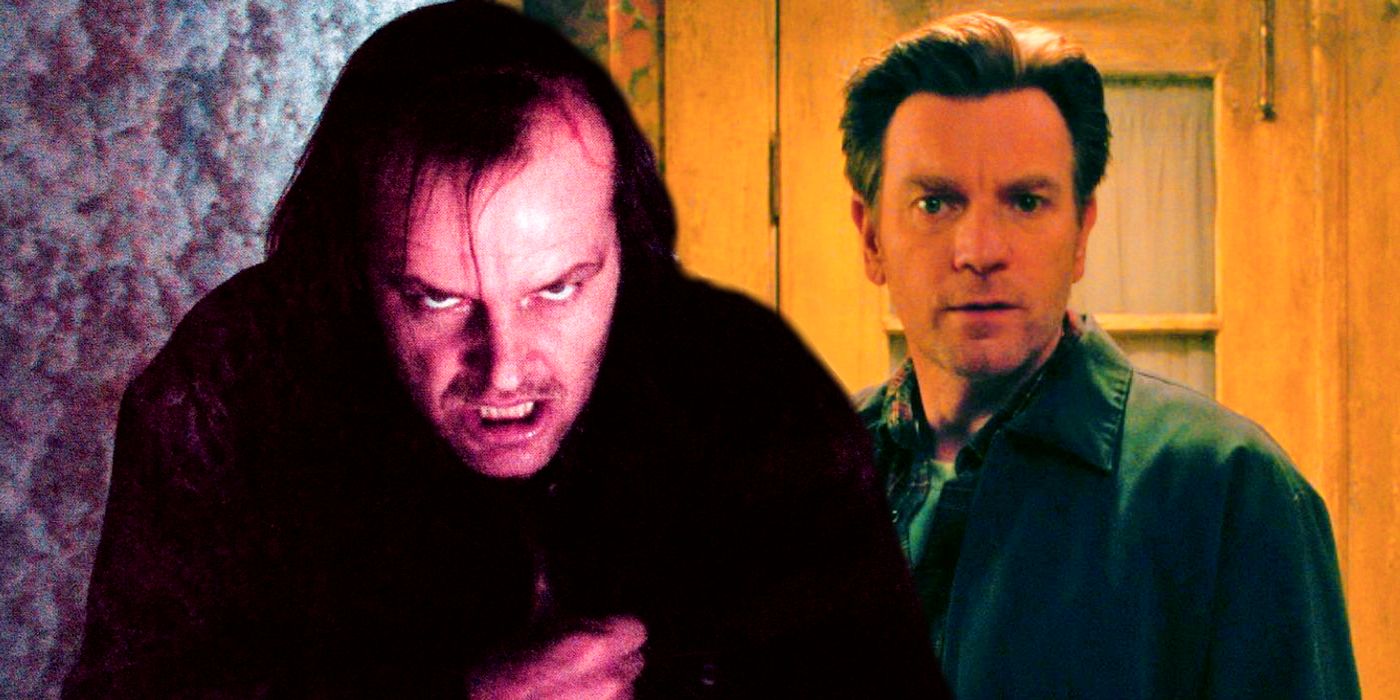 Split image of Ewan McGregor in Doctor Sleep and Jack Nicholson shivering in The Shining