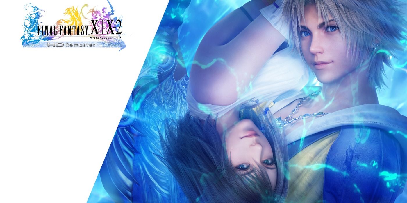 Promo art for the Final Fantasy X/X-2 remasters with Yuna and Tidus in a sea background
