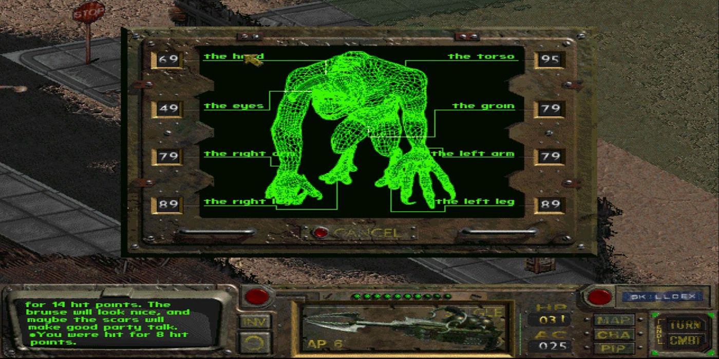 A screenshot from the first Fallout video game.