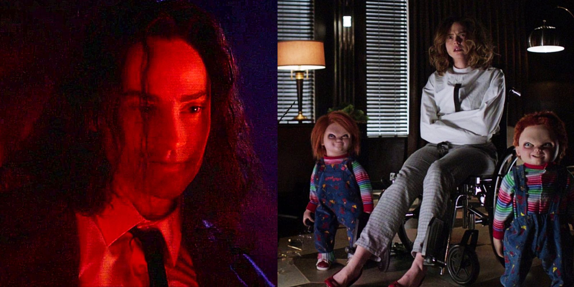 Fiona Dourif as Charles Lee Ray in Chucky Episode 5 and Nica Pierce in Cult of Chucky