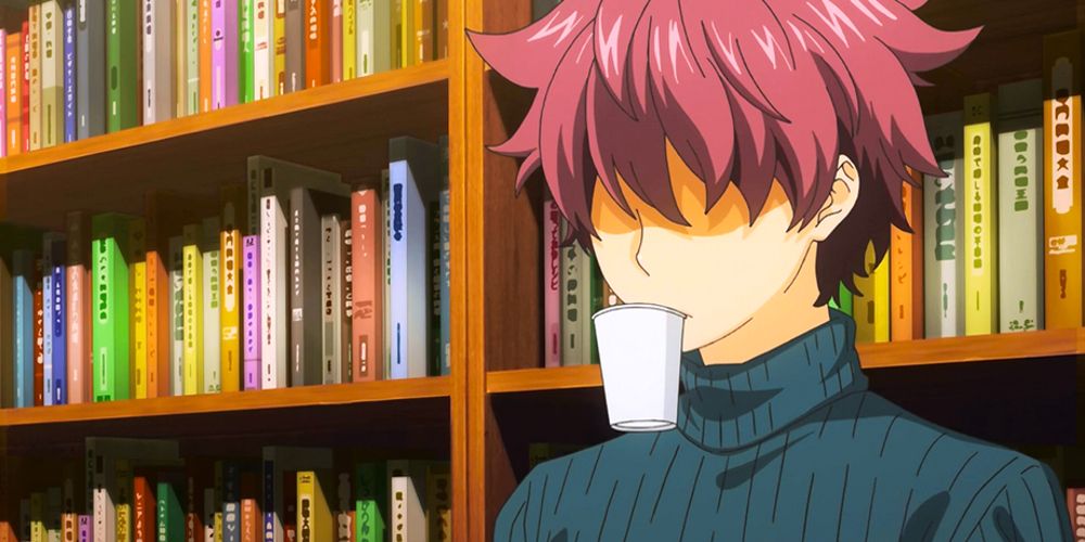 Shun holds a cup in his mouth on Food Wars