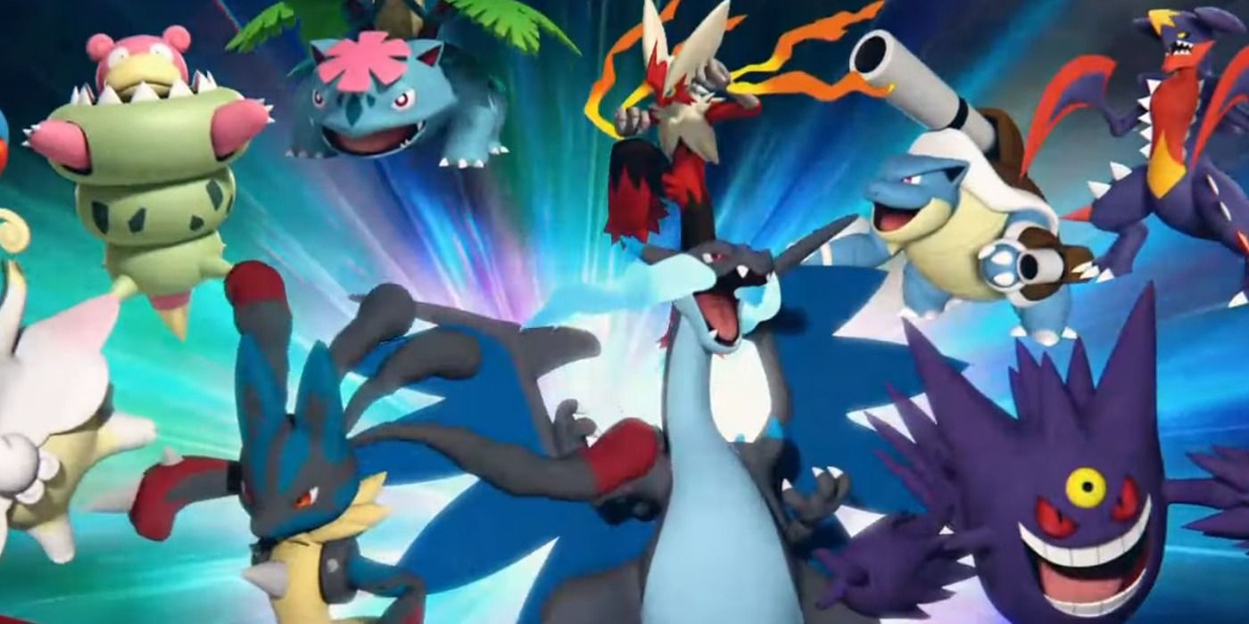 Collage of Mega Evolutions from Pokémon GO, including Charizard, Lucario, and Gengar