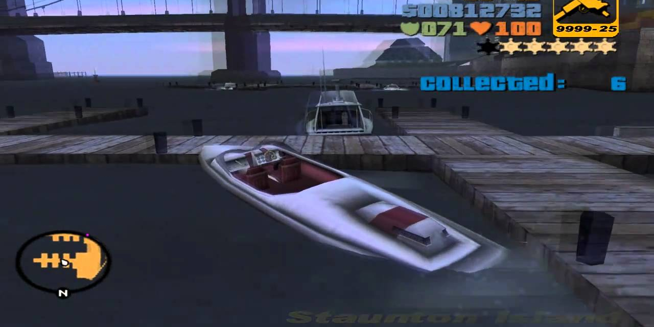 A boat parks in GTA 3