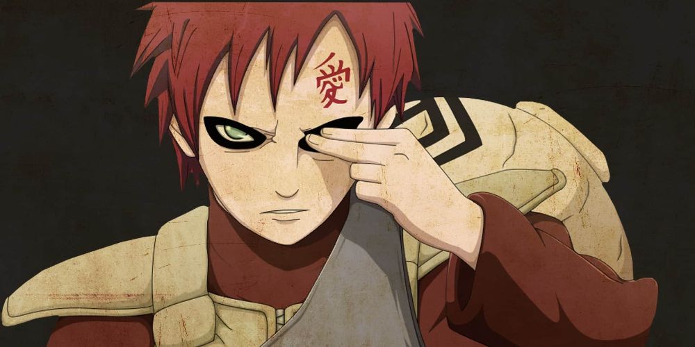 Gaara covers his eye on Naruto