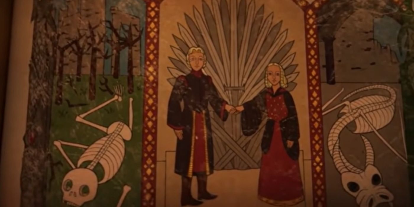 Aegon III and his bride Jaehaera Targaryen holding hands