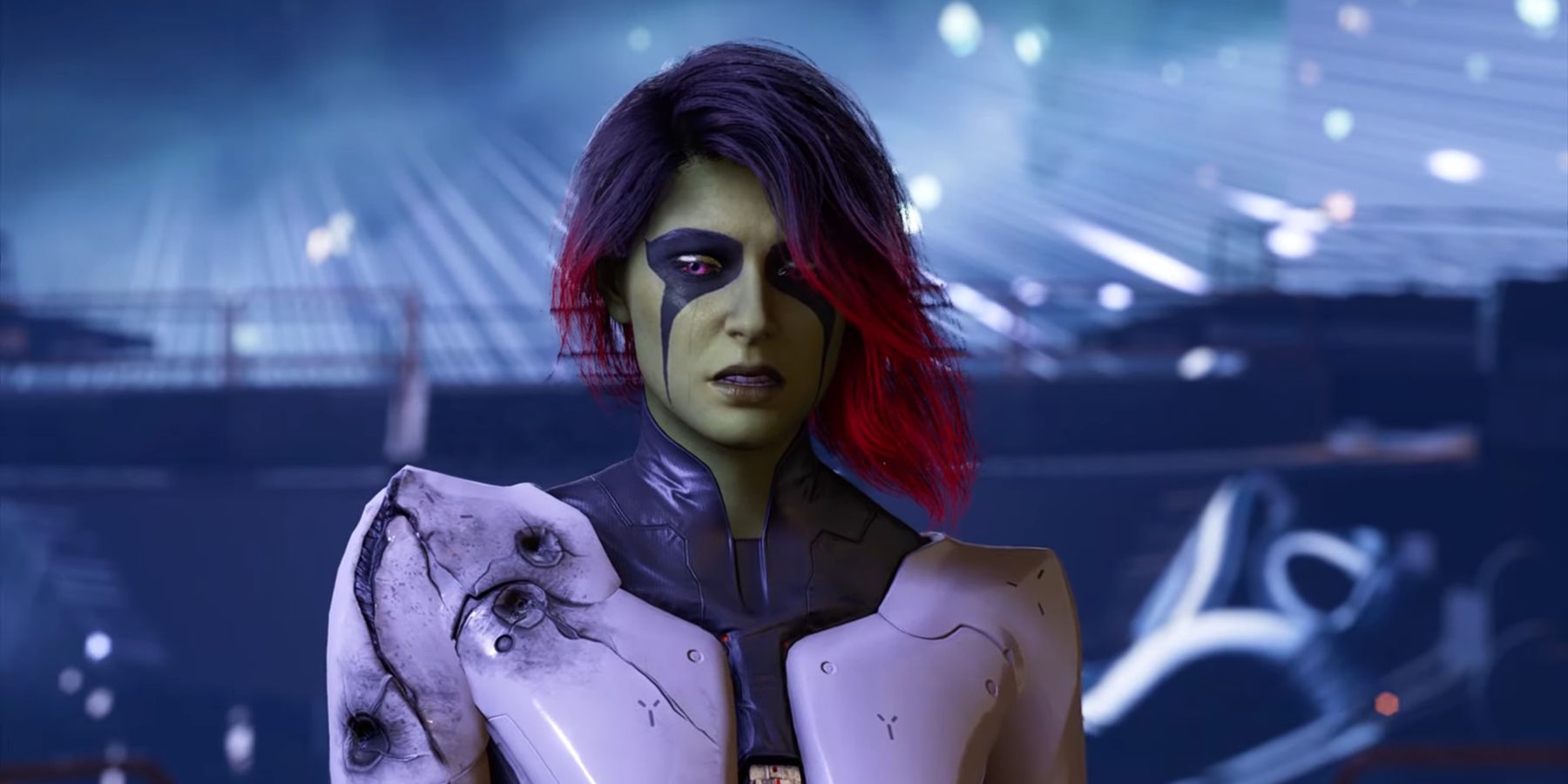 Gamora chorando ao confessar aos Guardiões em Marvel's Guardians Of The Galaxy