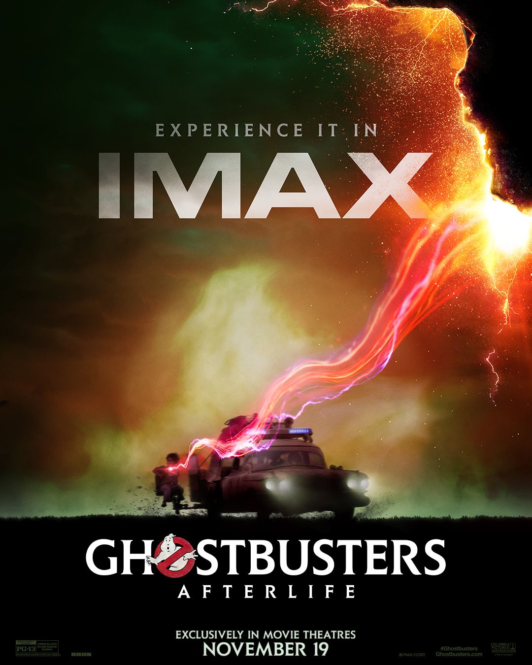 Ghostbusters: Afterlife IMAX Poster Shows Ecto-1 & Proton Pack In Action