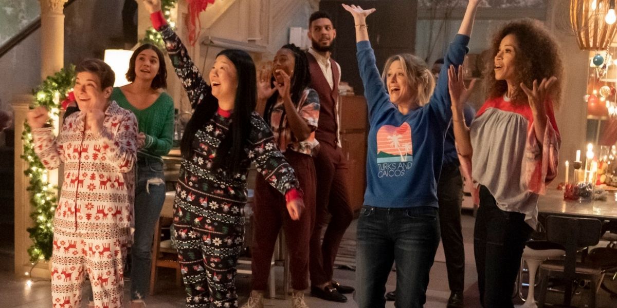 The Coterie residents in pajamas on Christmas morning in Good Trouble
