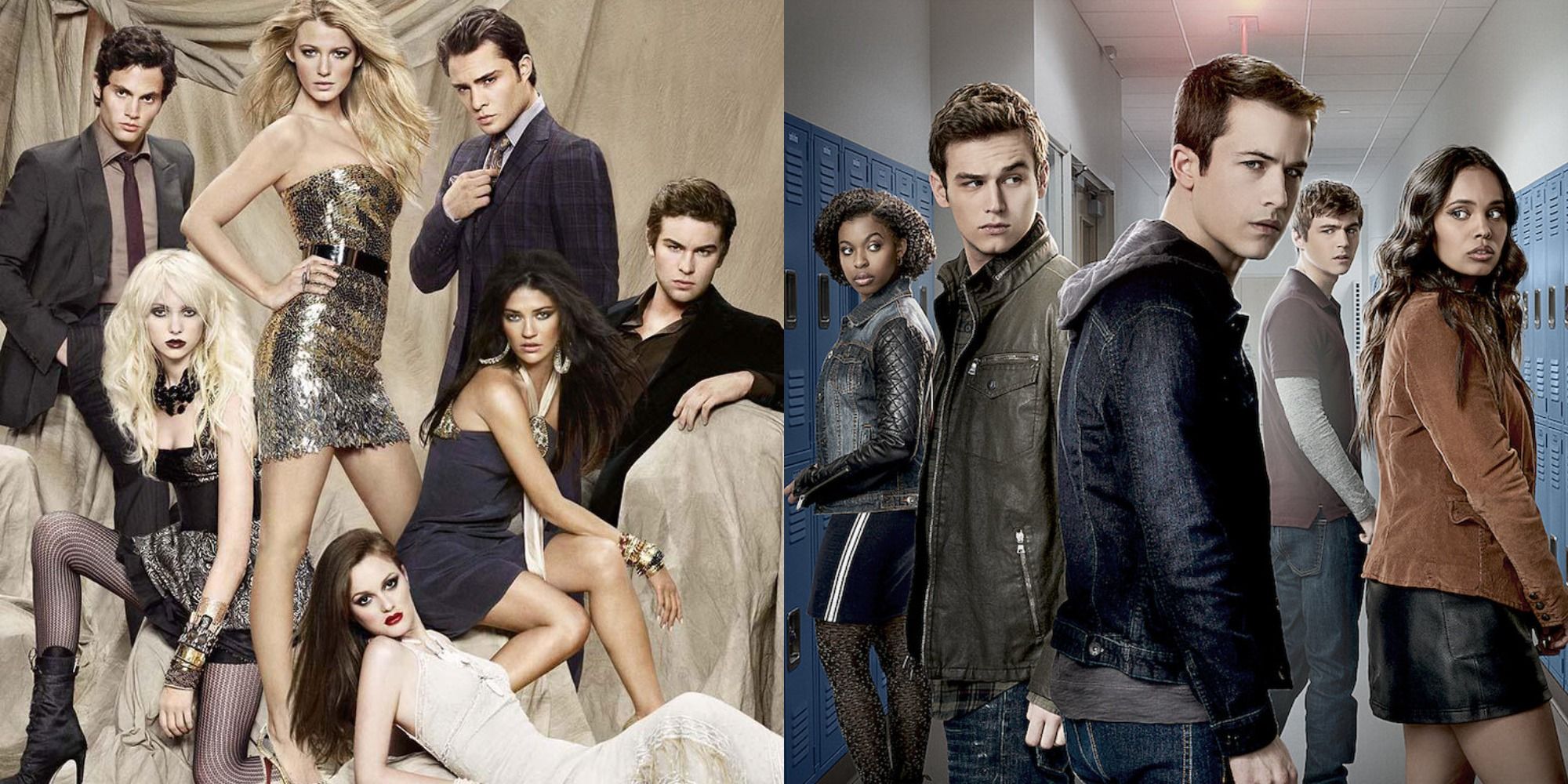Split image showing the casts of the original Gossip Girl and 13 Reasons Why