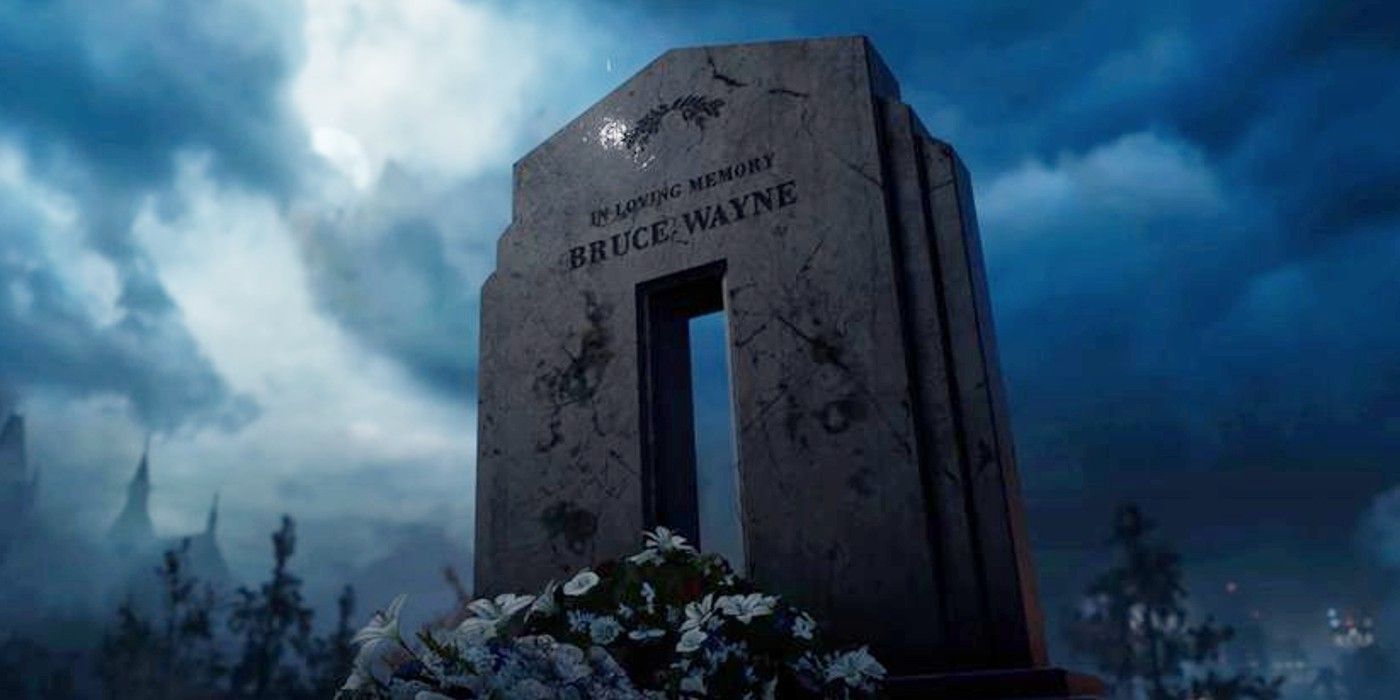 Bruce Wayne's headstone as pictured in Gotham Knights.