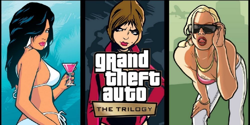 The girls of Grand Theft Auto Trilogy pose for the game's cover.