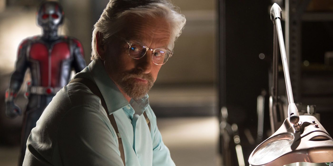Hank Pym working in his lab in Ant-Man.