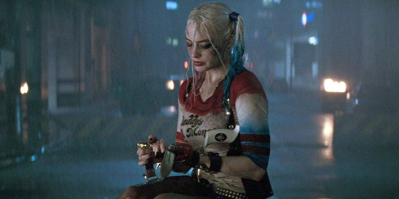 Harley Quinn cries in the rain in Suicide Squad 