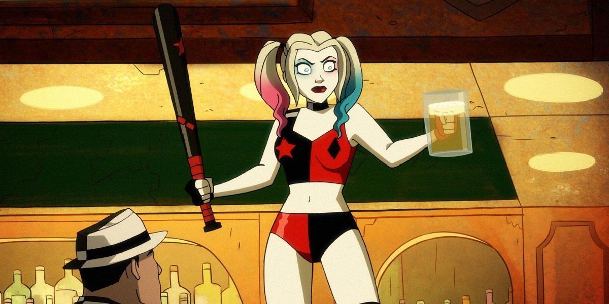 Harley Quinn looks angry while holding her bat