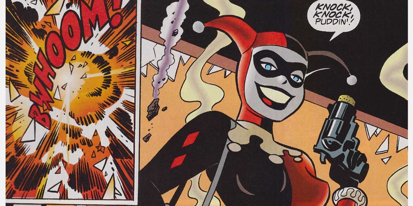 Harley Quinn meets the Joker in DC Comics.