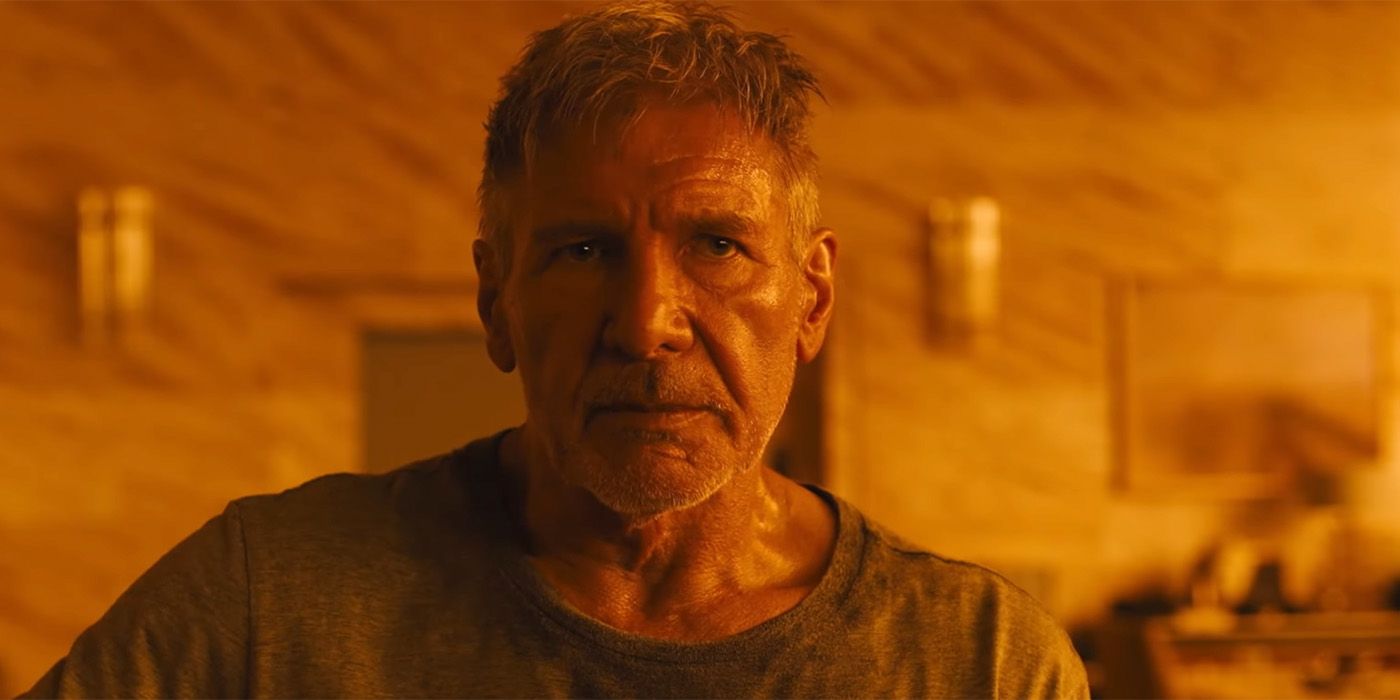 Harrison Ford bathed in orange light in Blade Runner 2049