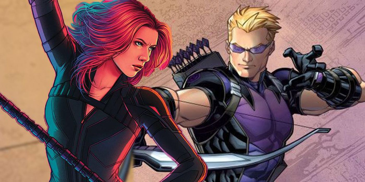 Hawkeye and Black Widow fighting in the comics.