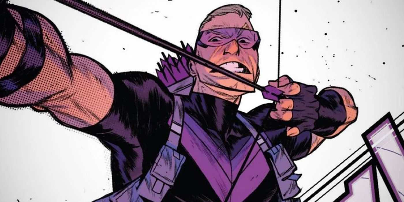 Hawkeye shooting an arrow.