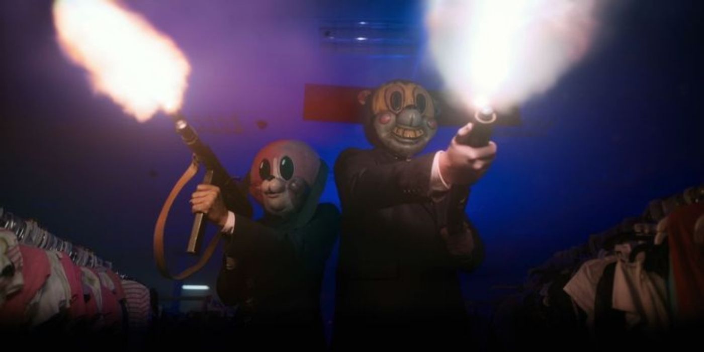 Hazel and Cha Cha firing guns in Umbrella Academy