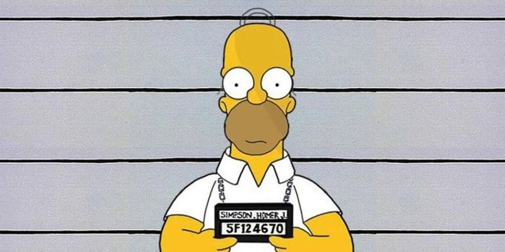 Homer's mugshot when he gets a DUI in The Simpsons