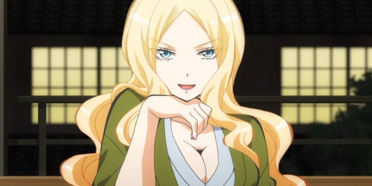 Irina Jelavic smiles and looks at the viewer in Assassination Classroom