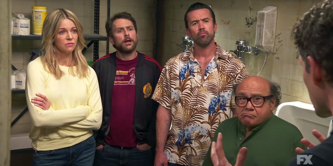 O elenco fala em um banheiro em It's Always Sunny in Philadelphia Temporada 15
