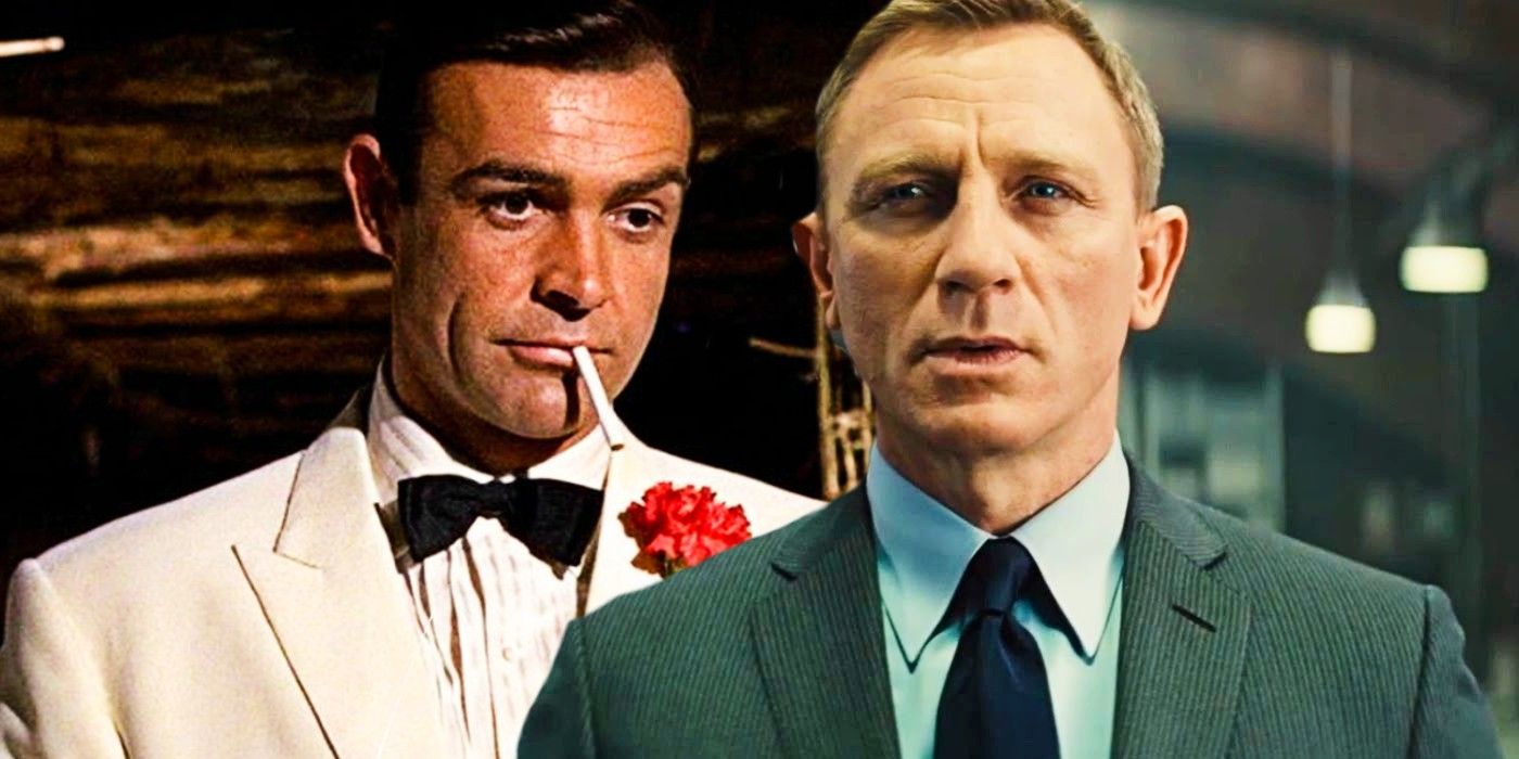 A blended image features Sean Connery and Daniel Craig as James Bond