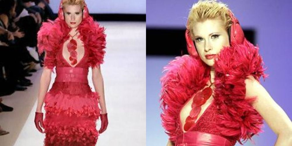 Jay McCarroll iconic red dress on the runway in Project Runway
