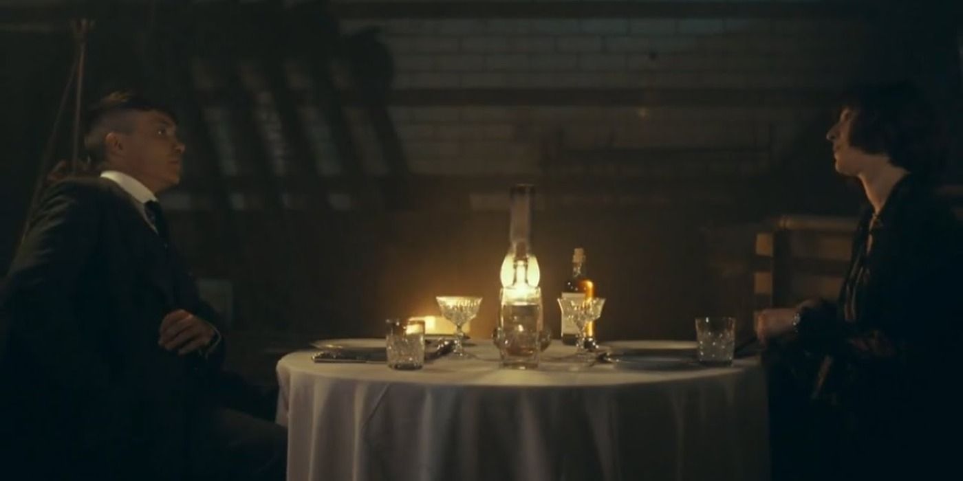 Jessie Eden and Tommy have a secret dinner together in Peaky Blinders