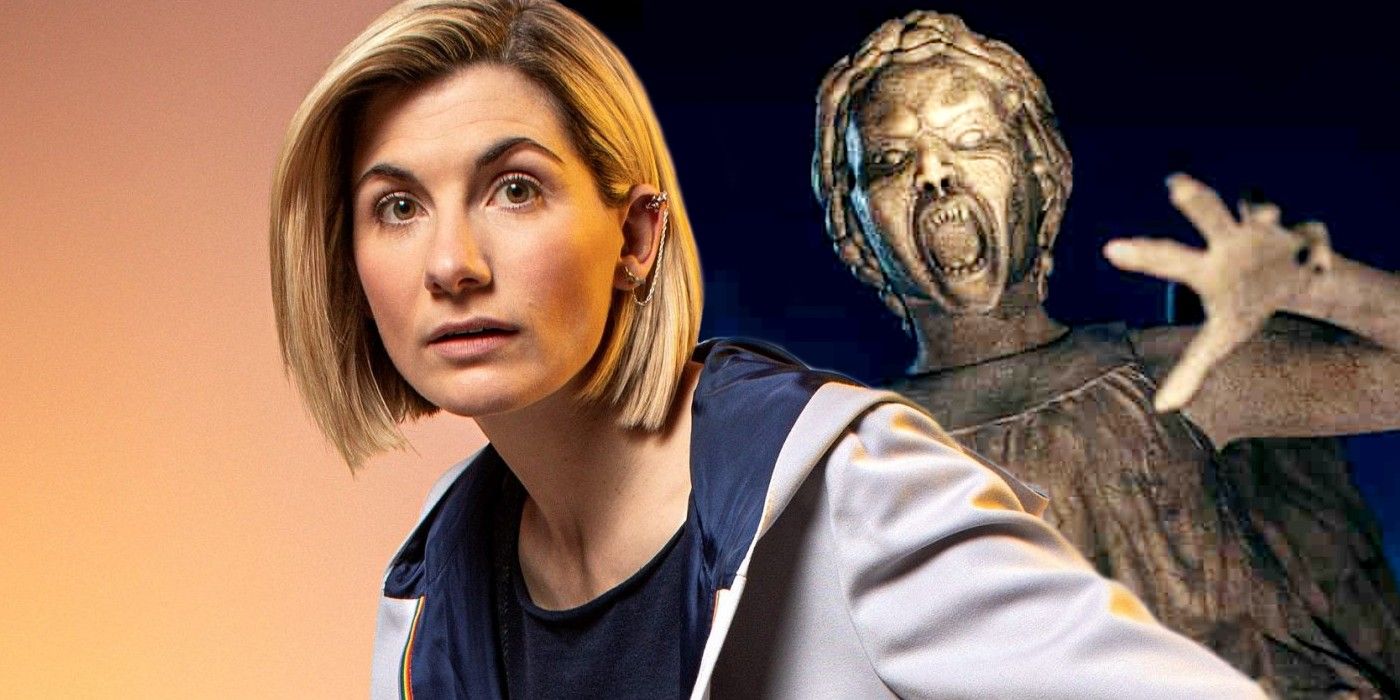 Jodie Whittaker as Thirteenth Doctor and Weeping Angel in Doctor Who