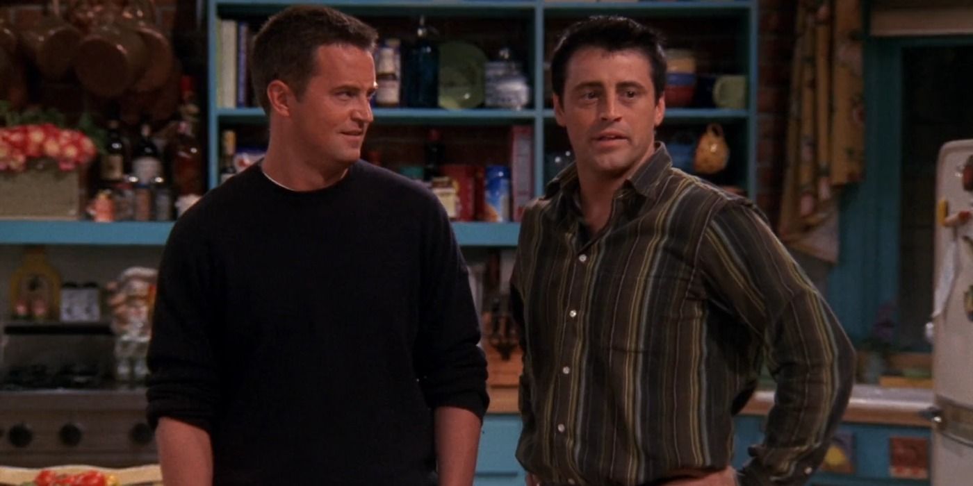 Joey and Chandler at Monica's apartment in Friends