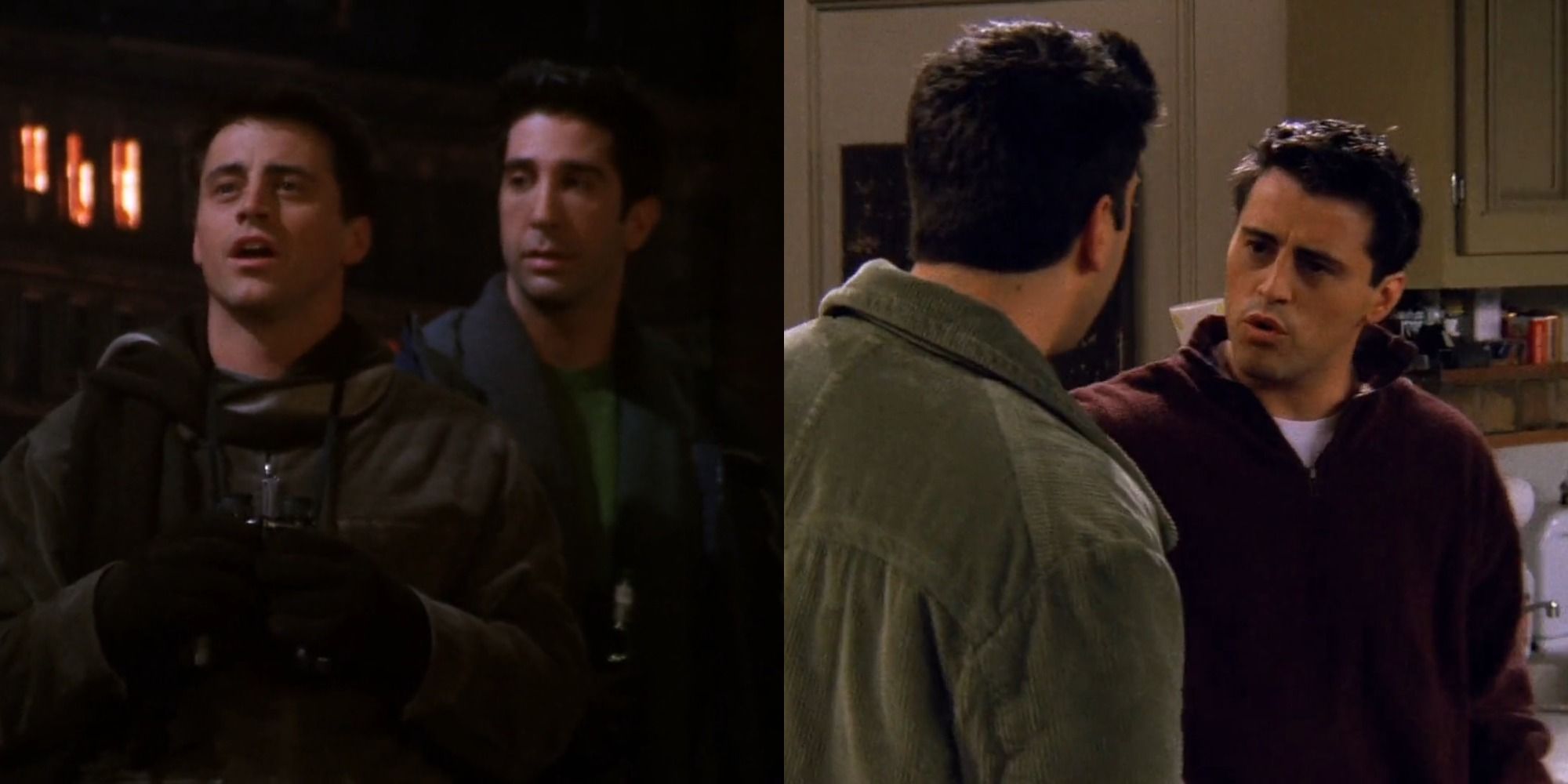 A split image showing Joey and Ross from Friends