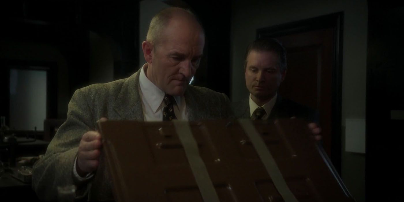 Johann Fennhoff looking in a chest in Agent Carter.