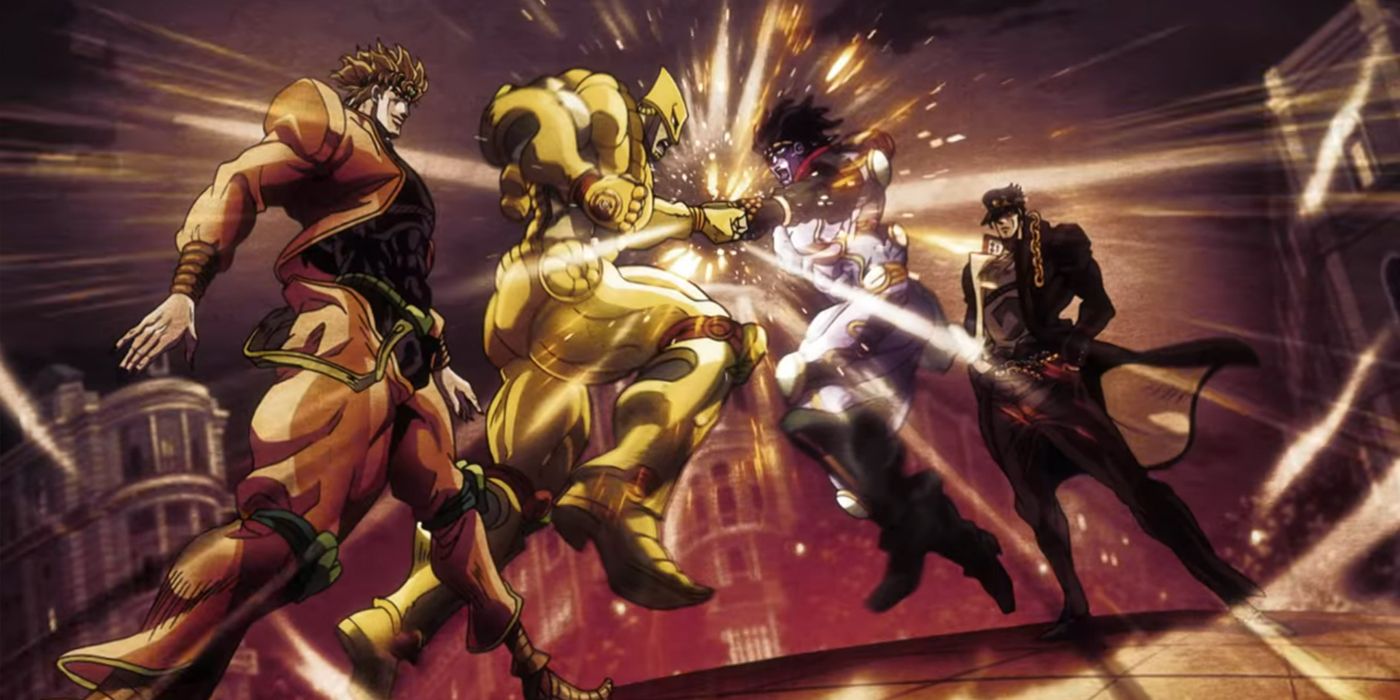DIO and Jotaro's stands clash in an epic shot from Jojo's Bizarre Adventure.