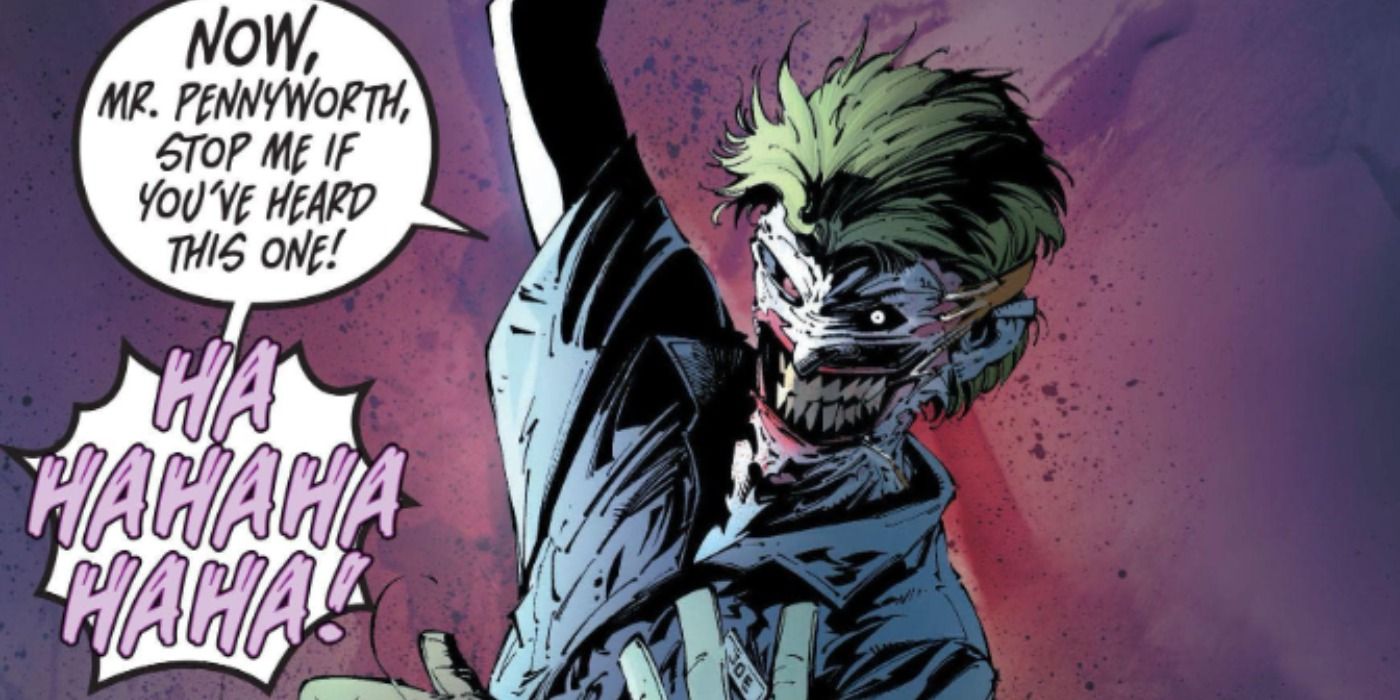 Joker attacking Alfred at Wayne Manor with a hammer