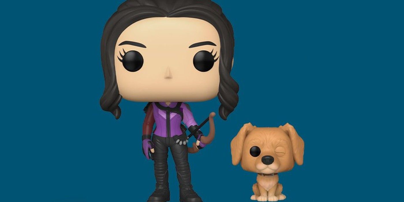 Kate Bishop and Lucky the Pizza Dog from Hawkeye Funko Pops