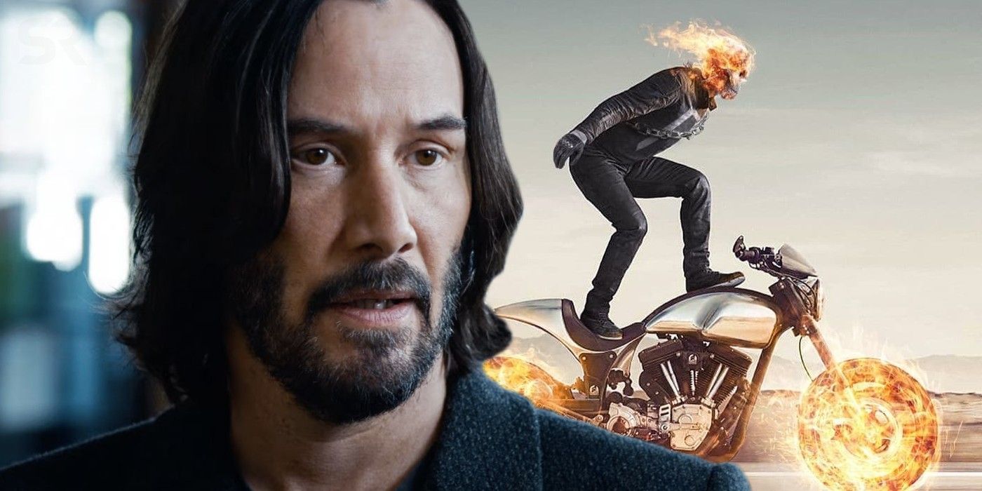 Keanu Reeves as Ghost Rider Stands On Top Of Motorcycle In Awesome Edit