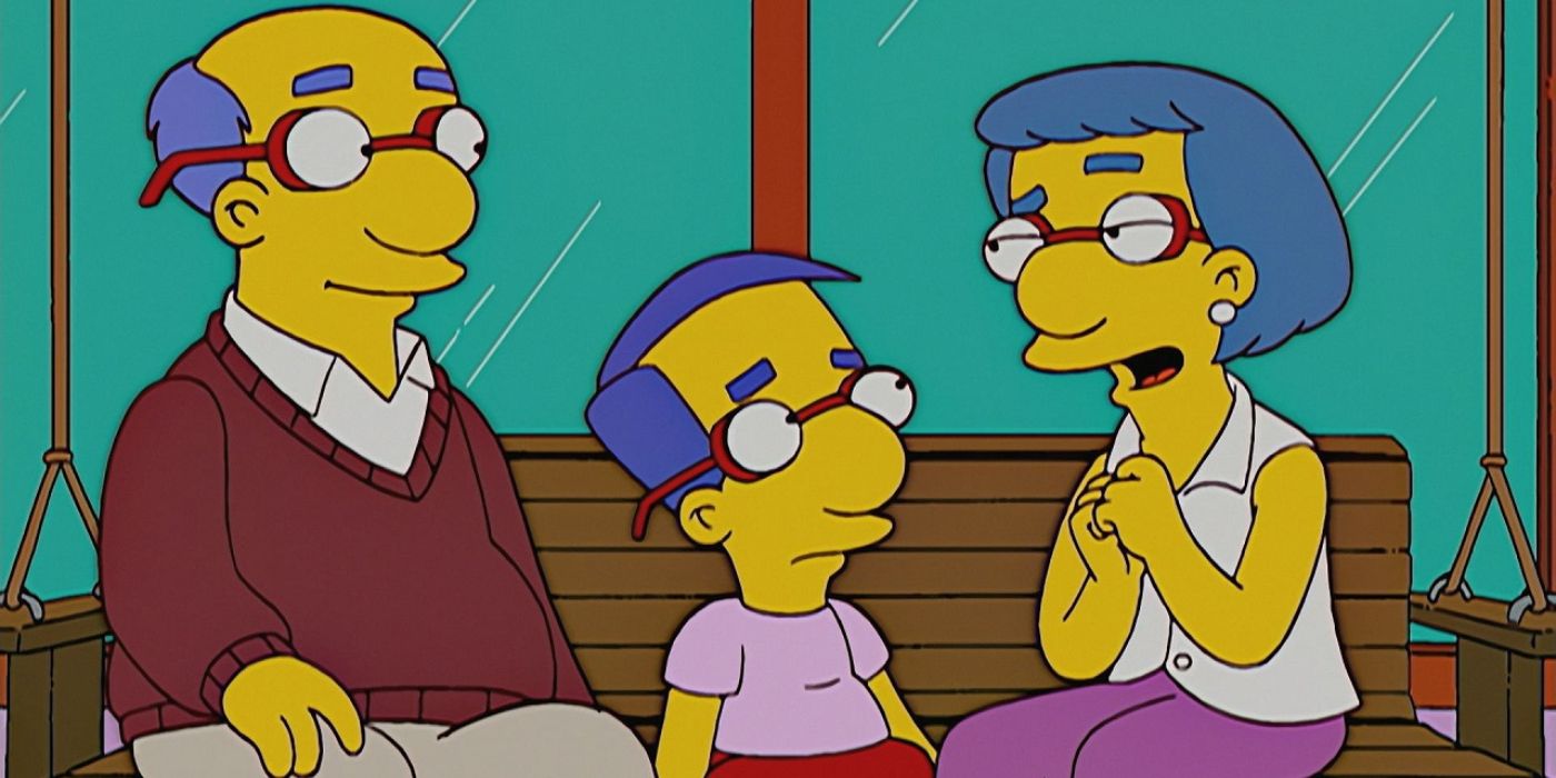 Milhouse sits in between Kirk and Luan in The Simpsons.