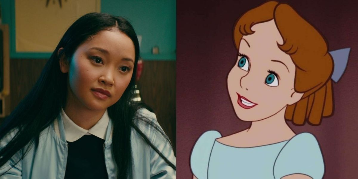 Split Image of Lara Jean from To All The Boys and Wendy from Peter Pan