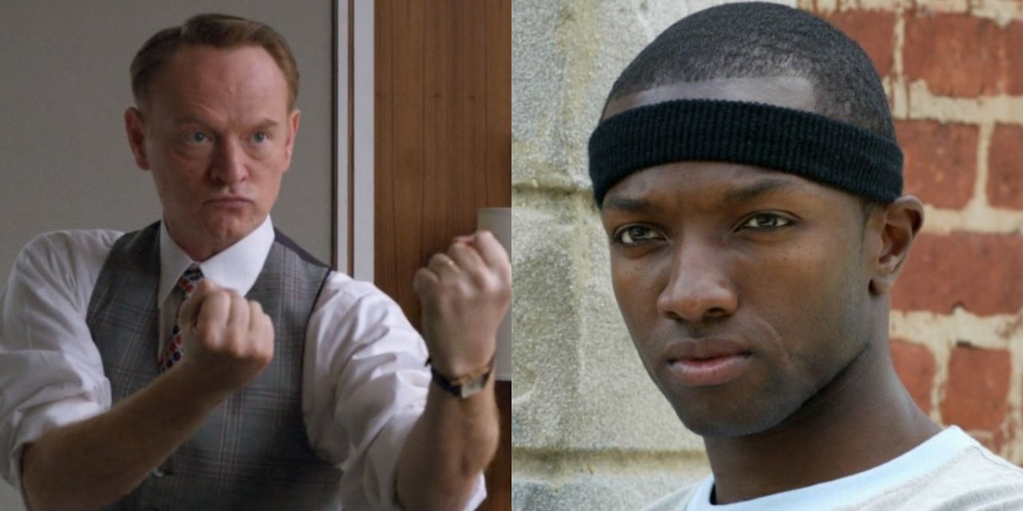 Split image of Lane Pryce in Mad Men and Marlo Stanfield in The Wire