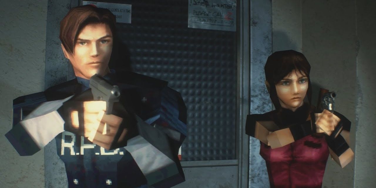 Leon and Claire point guns in Resident Evil 2