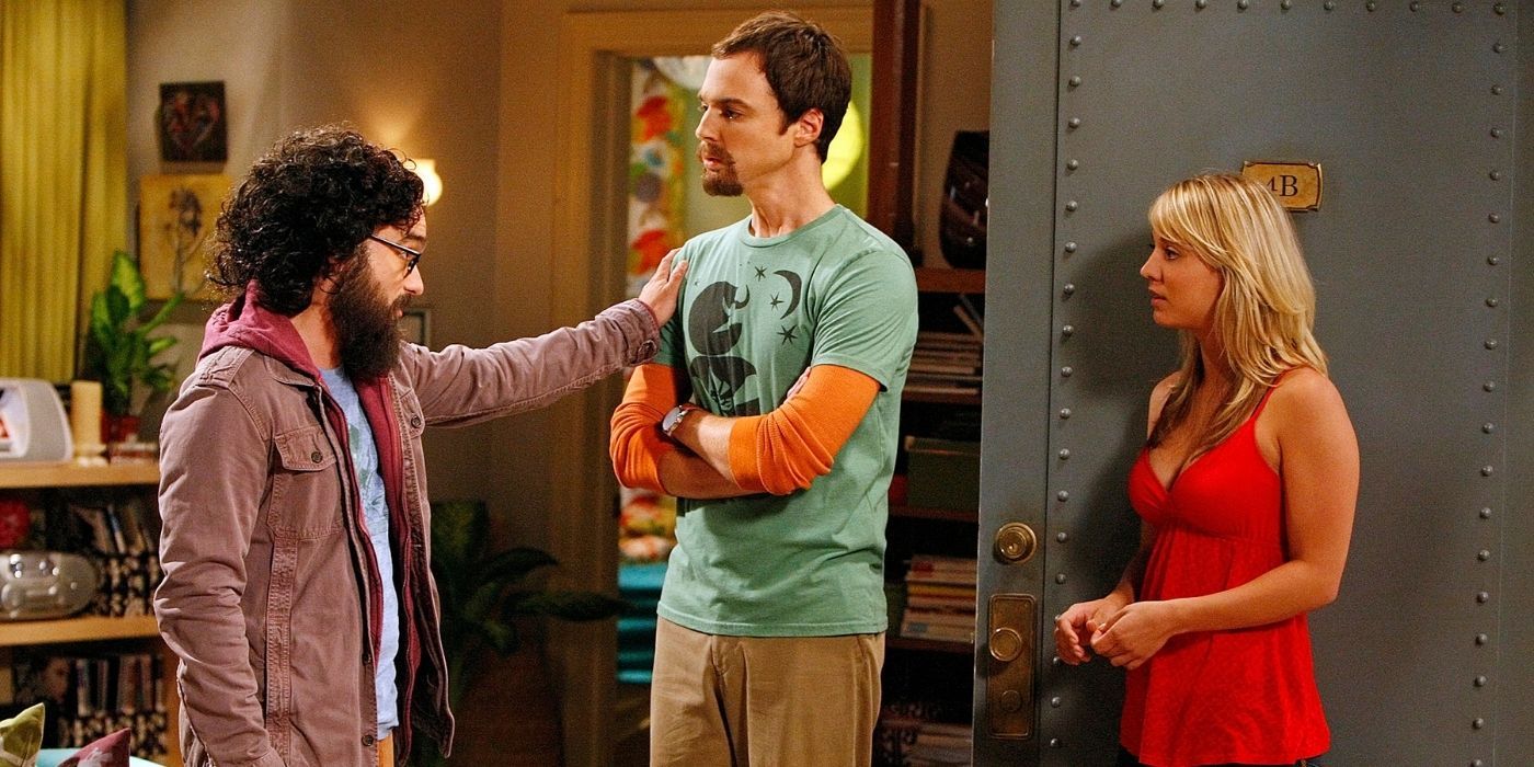 Leonard, Sheldon, and Penny talking inside her apartment on TBBT