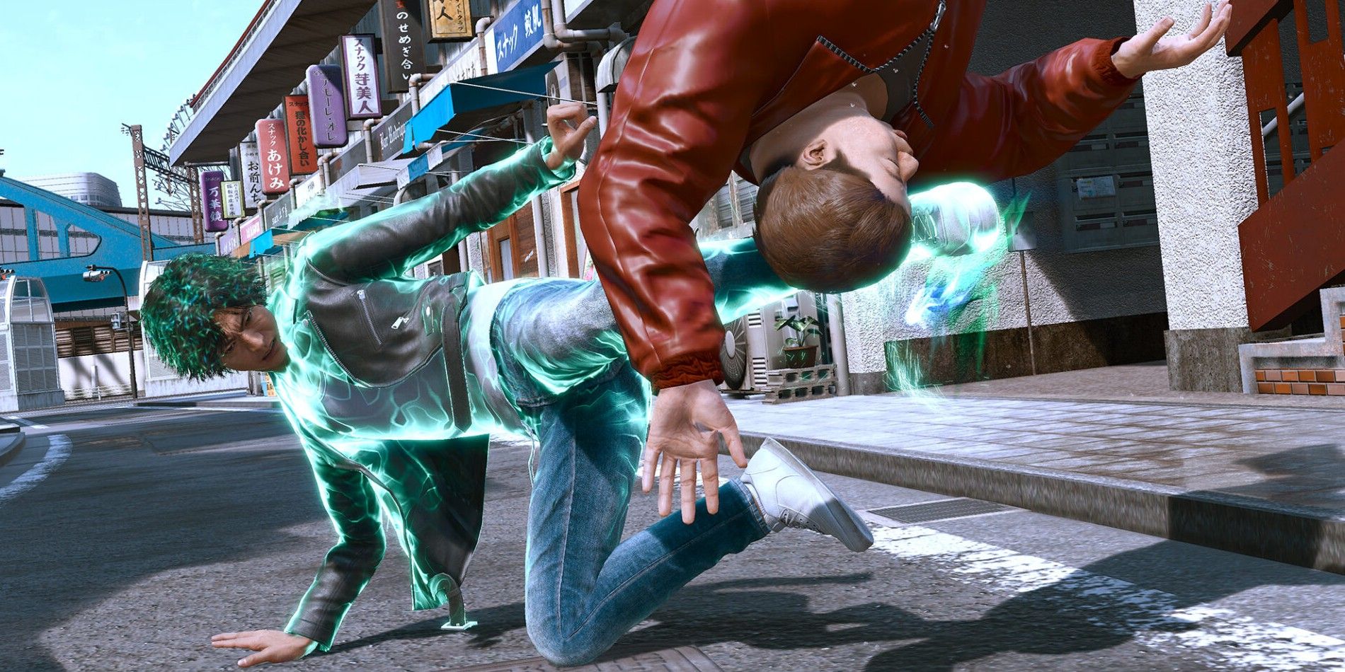 Yagami kicks an enemy in Lost Judgment.